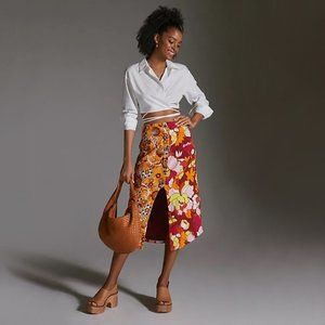 ANTHROPOLOGIE | Maeve | Floral Button-Front Midi Skirt | NWT